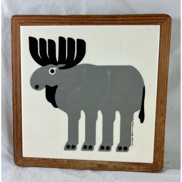 Taylor & Ng Ceramic Tile Moose Motif 9" Square Made in Japan Vintage 1980s - Picture 9 of 11